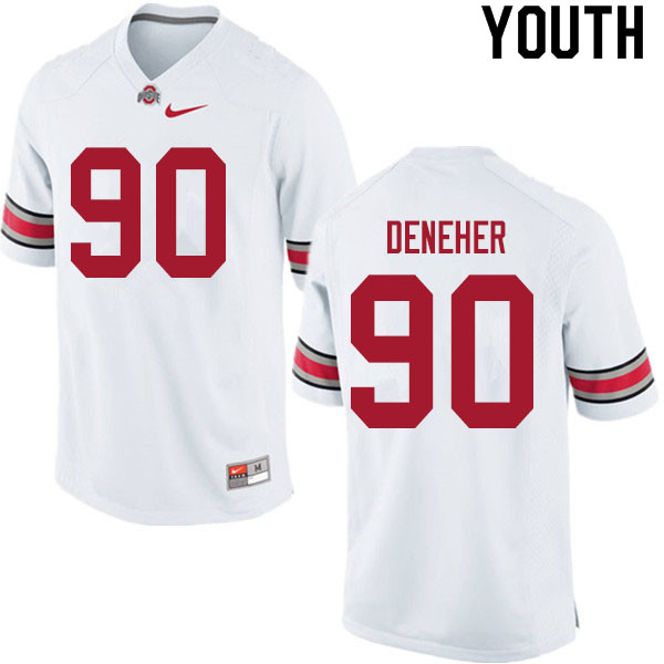 Ohio State Buckeyes Jack Deneher Youth #90 White Authentic Stitched College Football Jersey